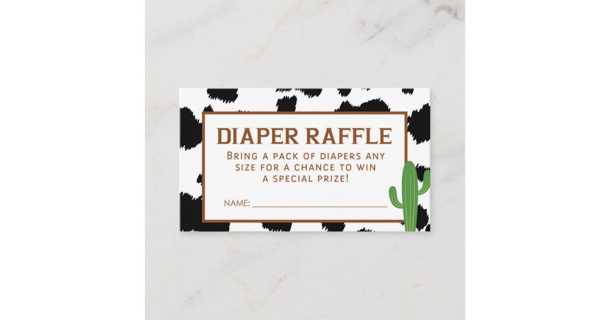 Dancing Cow Raffle Black Cow Print Diaper Raffle Ticket Enclosure Card | Zazzle