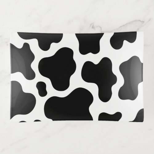 Black Cow Print Trinket Tray