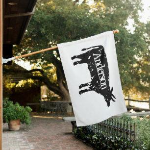 Black cow silhouette custom pole flag