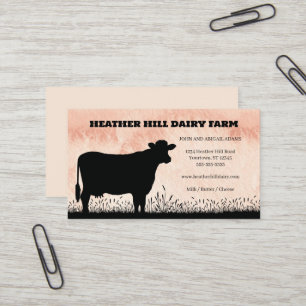 Black Cow Silhouette Dairy Farm Business Card