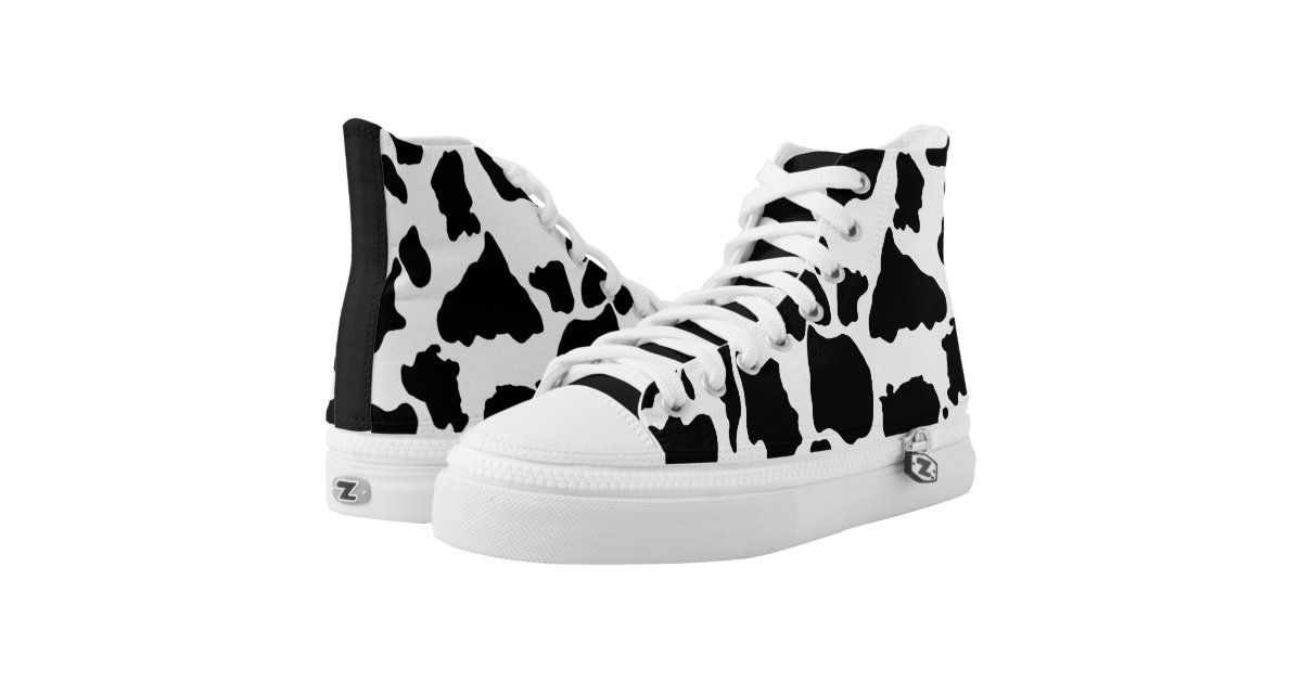 Black Cow Skin Pattern Printed Shoes Black Cow Skin Pattern Printed Shoes