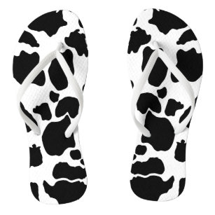 Black Cow Skin Pattern Skin Flip Flops