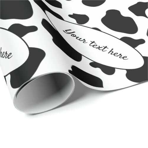 Black cow spots animal print pattern personalized wrapping paper
