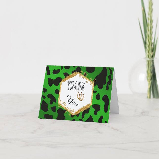 Black Cow Spots & Lucky Shoehorse Green Thank you (Front)