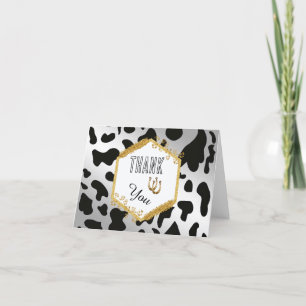 Black Cow Spots & Lucky Shoehorse Silver Thank you Card