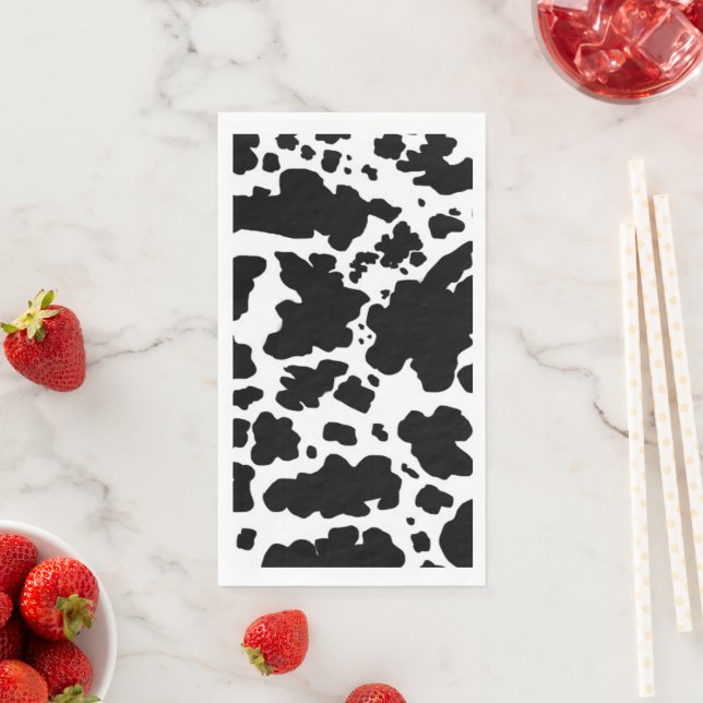 Black Cow Spots  Print Cowboy Farmer Paper Guest Towels (Insitu)