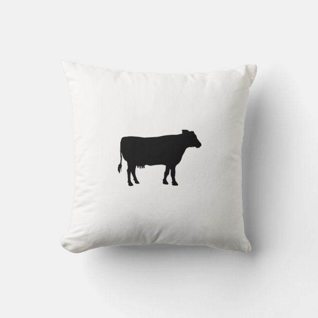 Black Cow Throw Pillow (Front)