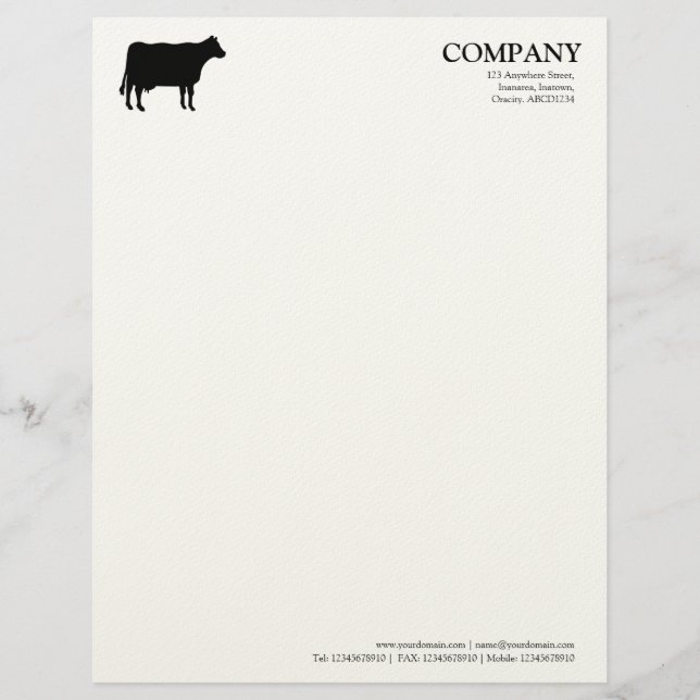 Black Cow - White (Felt) Letterhead (Front)