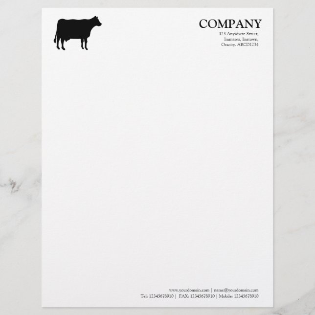 Black Cow - White Letterhead (Front)