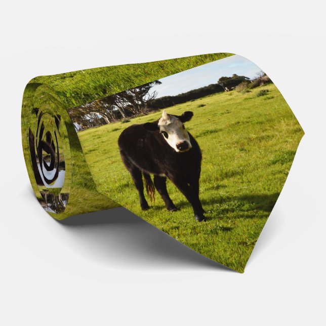 Black Cow With White Face And Mohawk, Neck Tie (Rolled)