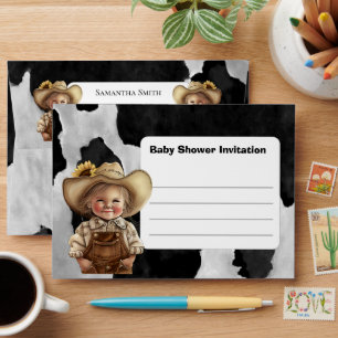 Black Cowboy Baby Shower Invitation Envelope