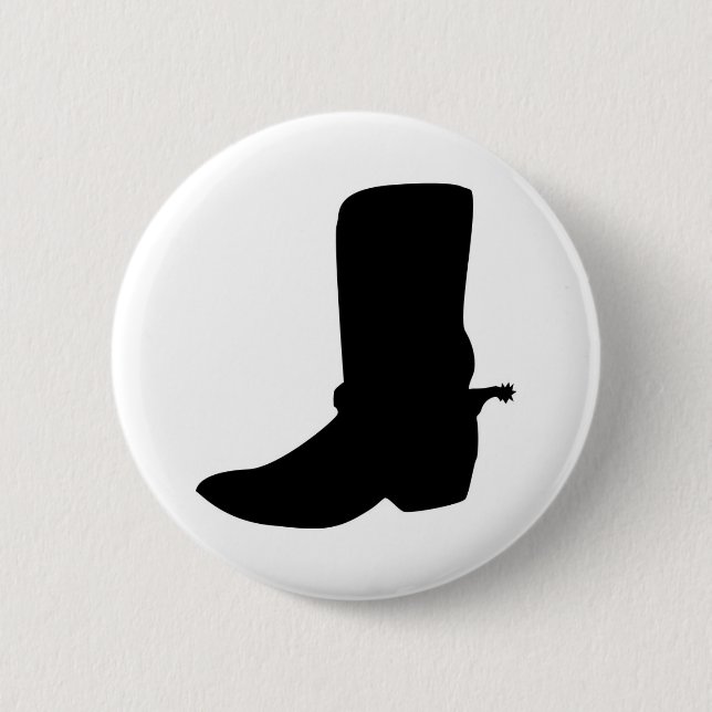 Black Cowboy Boot with Spurs Pinback Button (Front)
