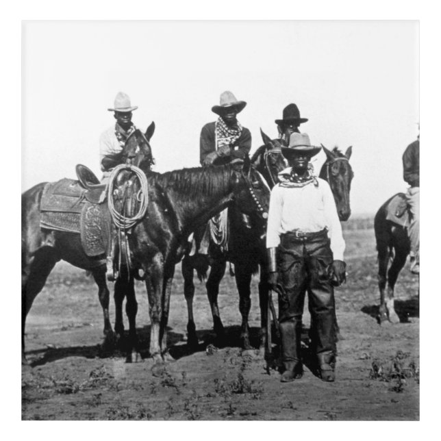 Black Cowboys At Bonham Texas 1890 Acrylic Print (Front)