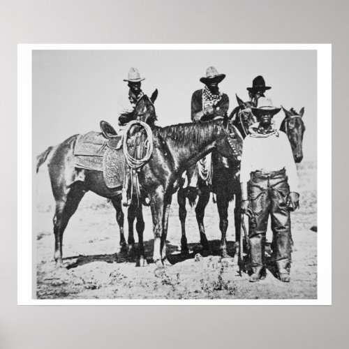 Black Cowboys at Bonham Texas c1890 bw photo Poster