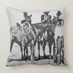 Black Cowboys at Bonham, Texas, c.1890 (b/w photo) Throw Pillow