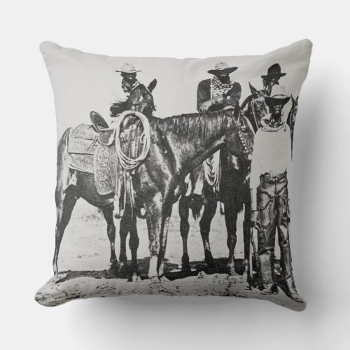 Black Cowboys at Bonham Texas c1890 bw photo Throw Pillow
