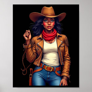 Black Cowgirl Texas Western Rodeo Melanin Black Hi Poster