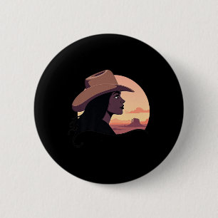 Black Cowgirl Western Rodeo Melanin Black History  Button