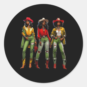 Black Cowgirl Western Rodeo Melanin Black History Classic Round Sticker