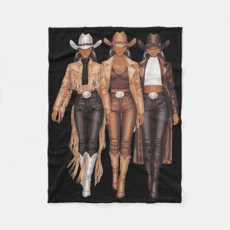 Black Cowgirl Western Tee Rodeo Country Women June Fleece Blanket