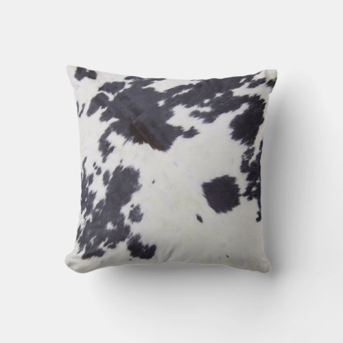 Black  Cowhide Cow Skin Print Pattern Modern Cow Throw Pillow