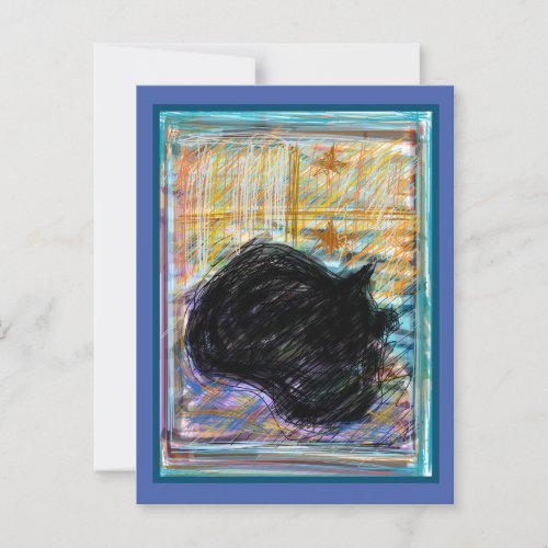 Black Cozy Cat Sleeping on Bed Postcard