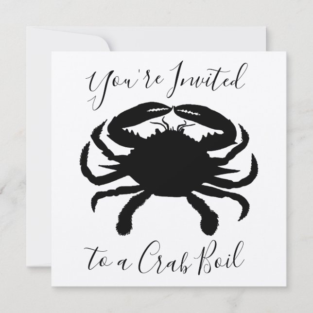 Black Crab Silhouette Seafood Boil Birthday Invitation (Front)