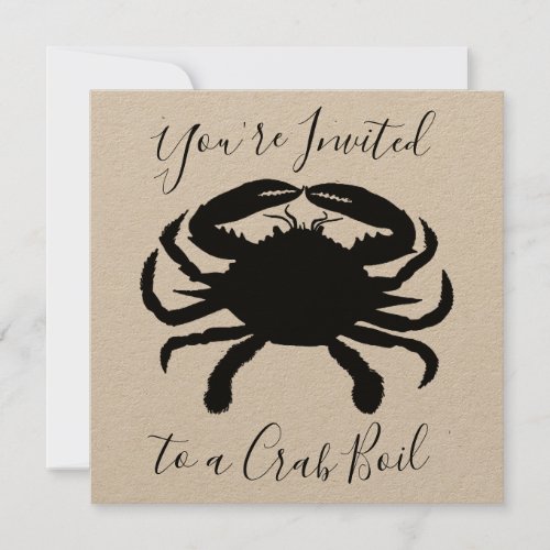 Black Crab Silhouette Seafood Boil Birthday Invitation