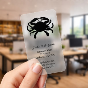 Black Crab Silhouette Seafood Restaurant Clear Business Cards