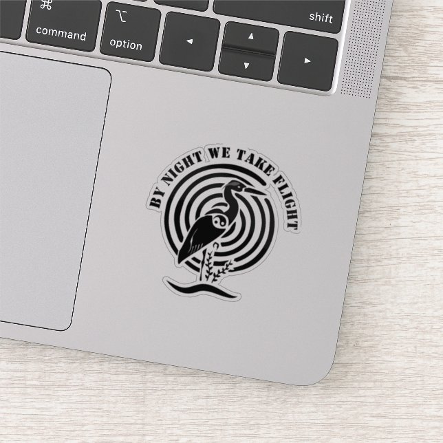 Black Crane Standing in Water Silhouette Contour Sticker (Detail)