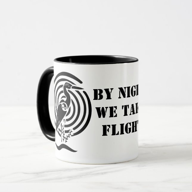 Black Crane Standing in Water Silhouette Mug (Front Left)