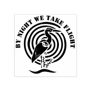 Black Crane Standing in Water Silhouette Rubber Stamp