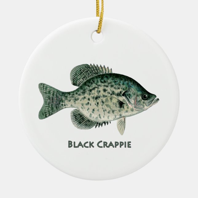Black Crappie Ceramic Ornament (Front)