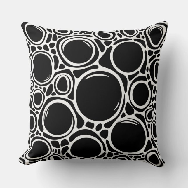 Black Craters Throw Pillow (Front)