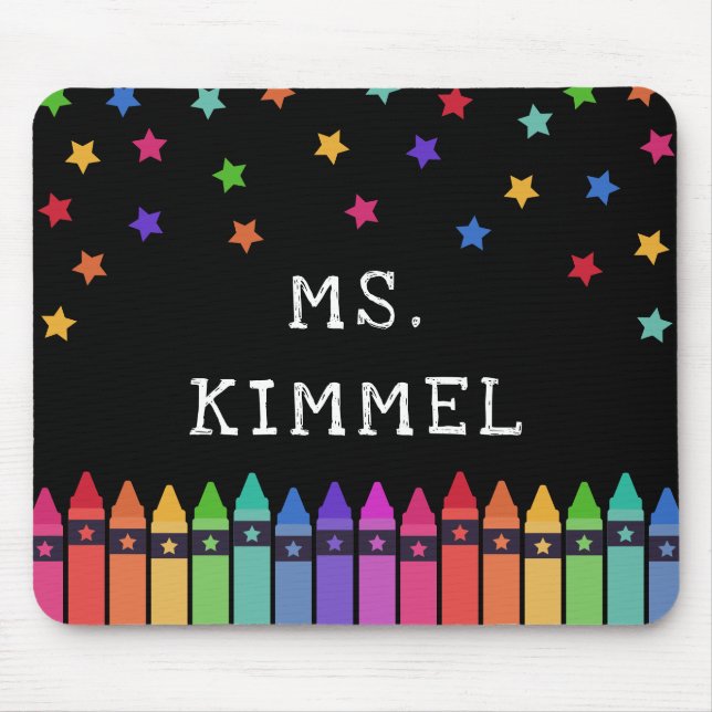 Black Crayons & Stars Curriculum Teacher Planner 3 Mouse Pad (Front)