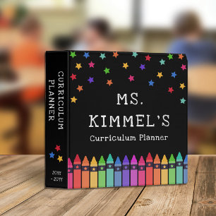 Black Crayons & Stars Curriculum Teacher Planner 3 Ring Binder