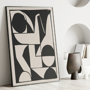 Black Cream Abstract Geometric Bold Wall Art