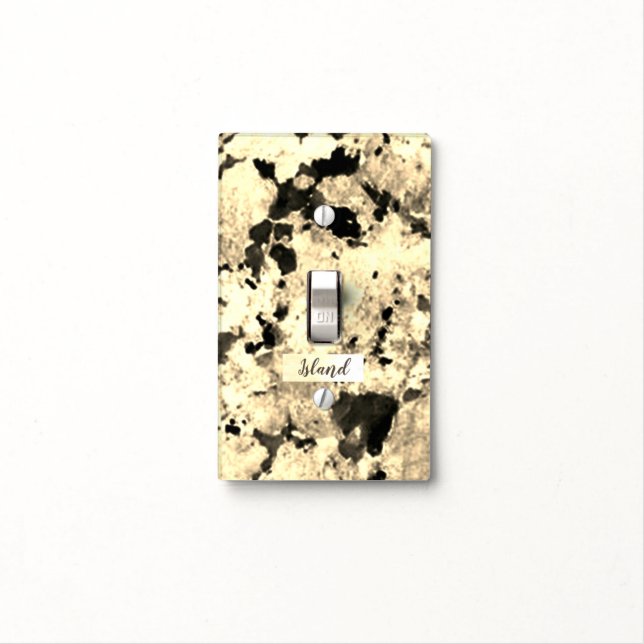 Black, Cream and Grey Pattern Granite Light Switch Cover (In Situ)