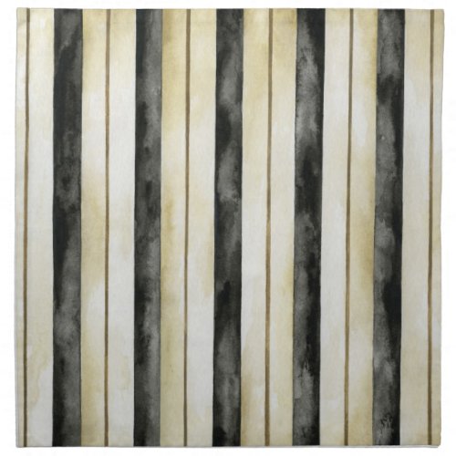 Black Cream And Taupe Stripes Napkin