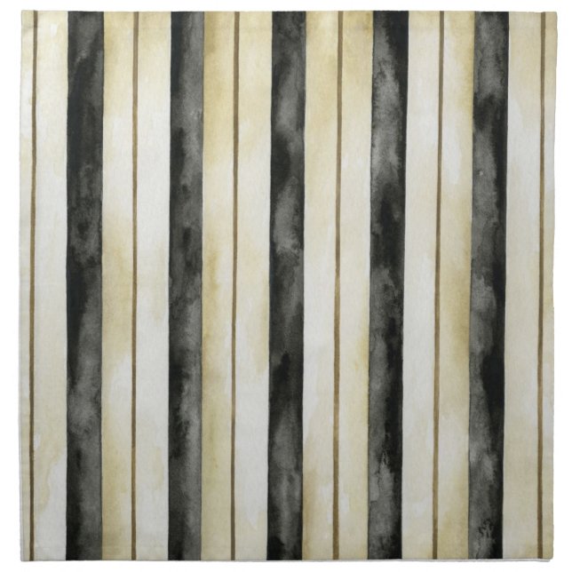 Black Cream And Taupe Stripes Napkin (Front)