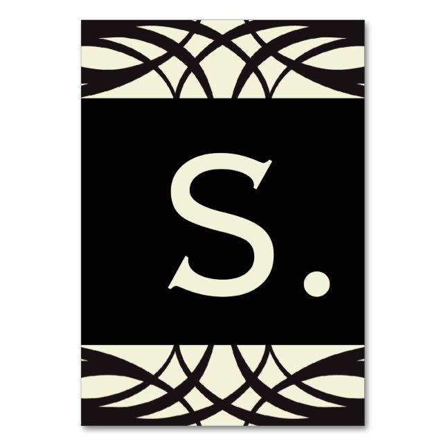 Black Cream Art Deco Wedding Banner Cards (Front)