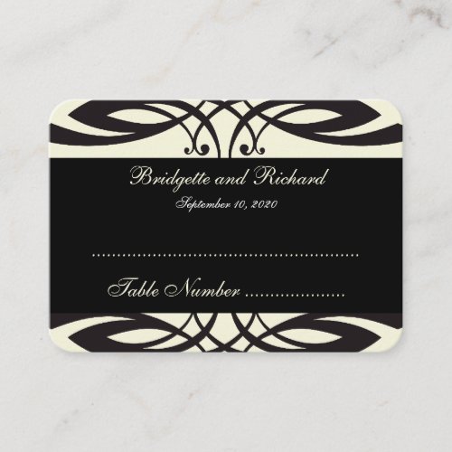 Black Cream Art Deco Wedding Seating Cards Business Card