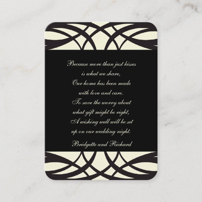Black Cream Art Deco Wishing Well Cards (Front)
