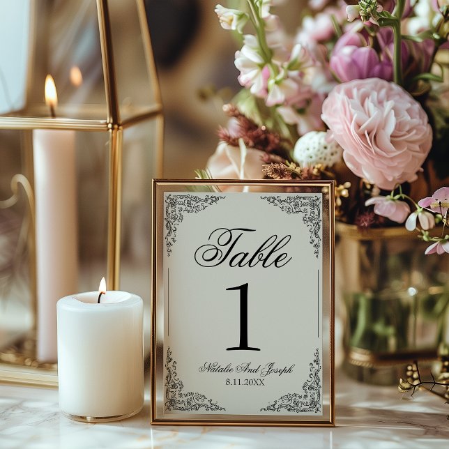 Black Cream Boho Floral Wedding Table Number (Creator Uploaded)