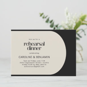 Black Cream Bold Arch Modern Rehearsal Dinner Invitation