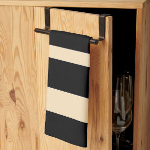 Black + Cream Broad Band Stripes Kitchen Towel