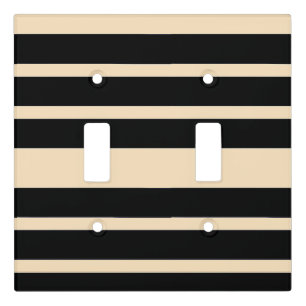 Black + Cream Broad Band Stripes Light Switch Cover