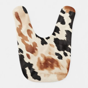 Black Cream Brown Cowhide  Baby Bib