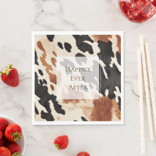 Black Cream Brown Cowhide Napkins