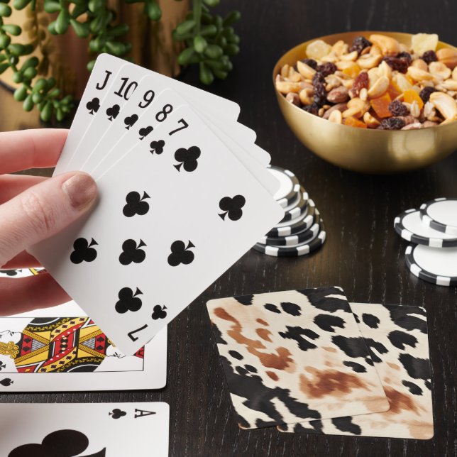Black Cream Brown Cowhide Poker Cards (In Situ)